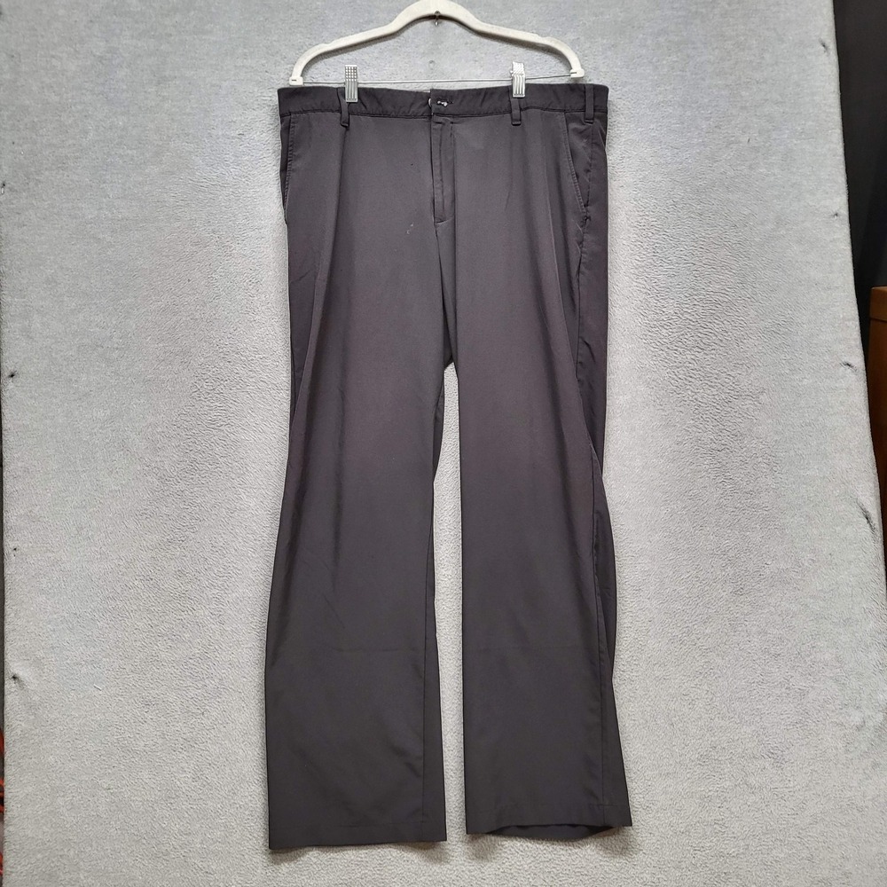 Adidas Men Activewear Pants 38X32 Black Chino Logo Elastane Polyester